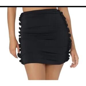 AFRM Ace Jersey Ruched Mini Skirt Ruffle High Waist Women's XL Black Going Out